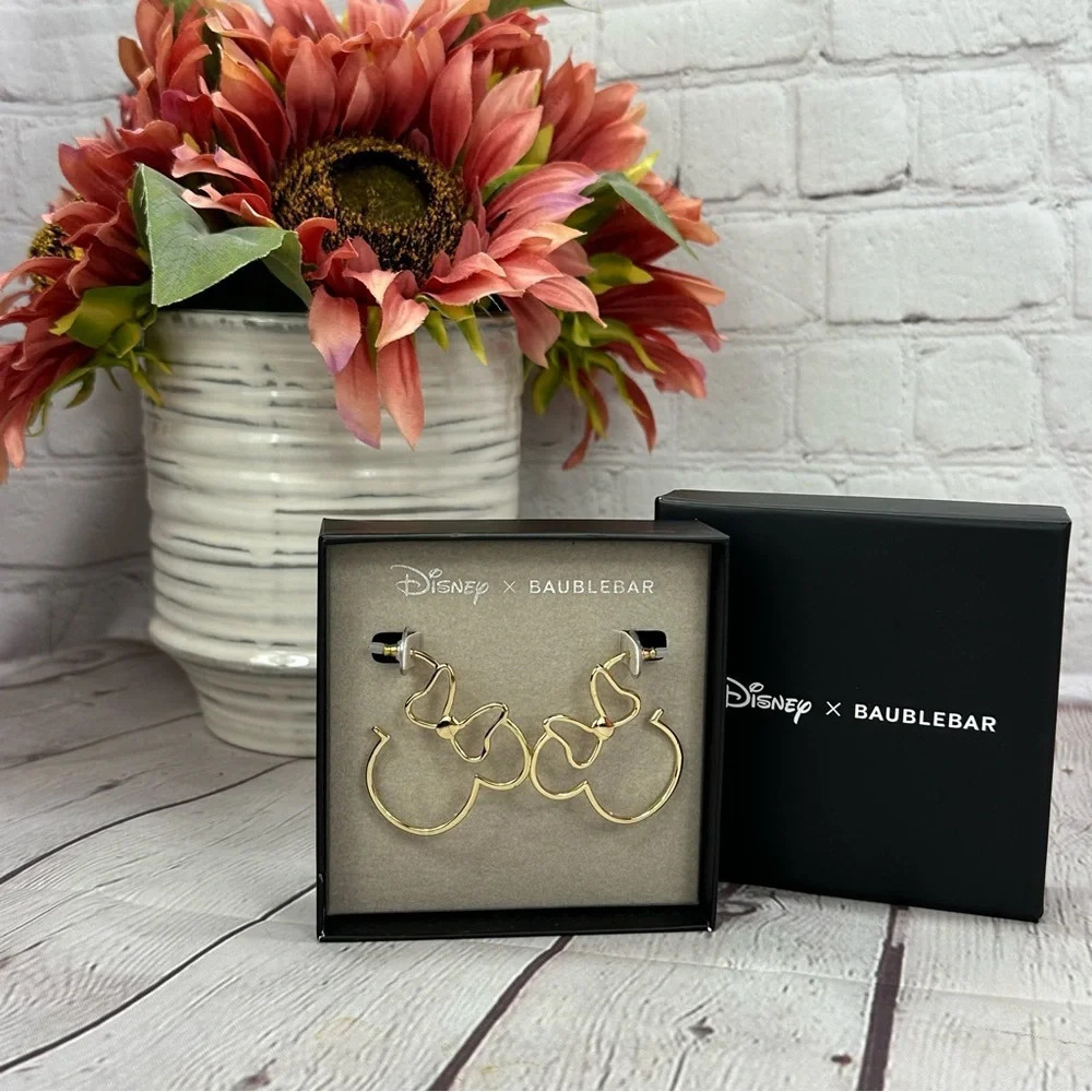 disney baublebar gold colored minnie mouse earrings